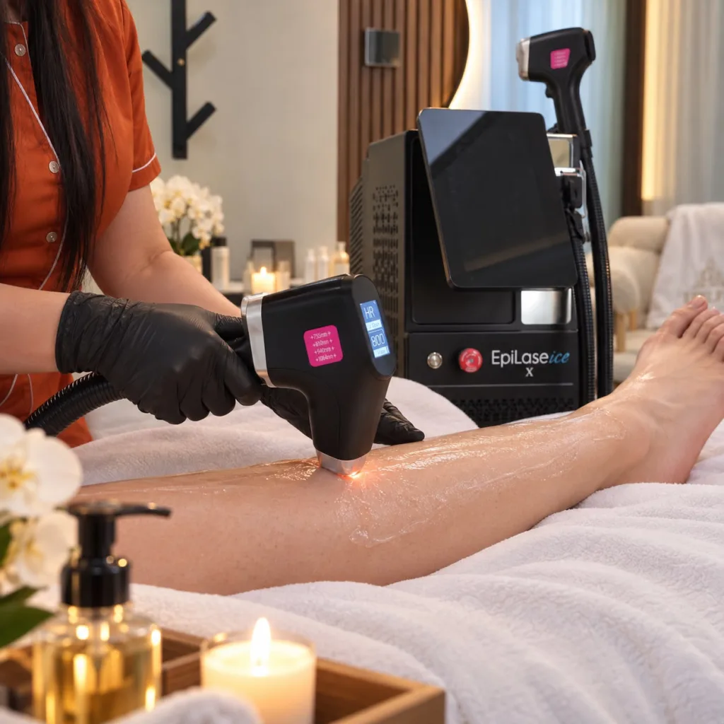 Séance d’épilation laser des jambes au centre Epilfit à Casablanca